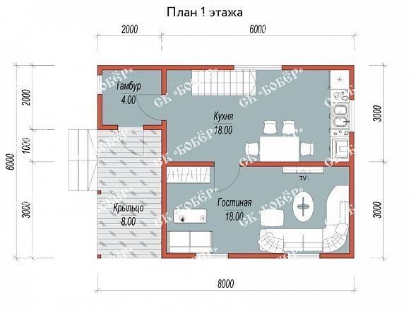Сруб из бруса 6х8. фото