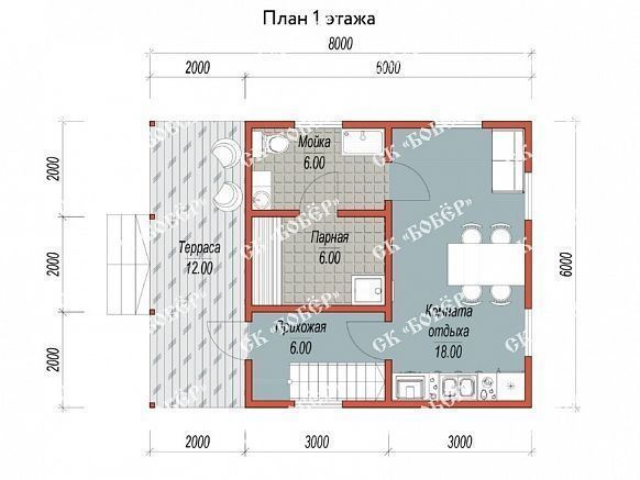 Сруб бани из бруса 6х8. фото
